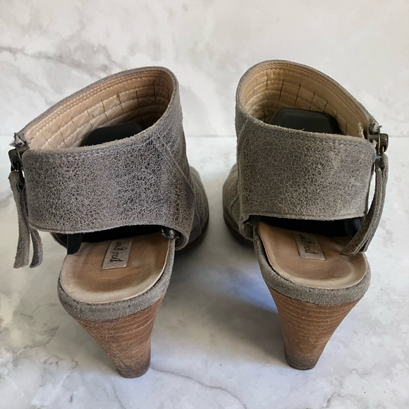 PAUL GREEN Cayanne Peep-toe Bootie Metallic Smoke Etched Leather Size 6.5 - Picture 5 of 10